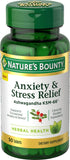 NATURE'S BOUNTY Anxiety and Stress Relief Ashwagandha Tablets - 50 Count