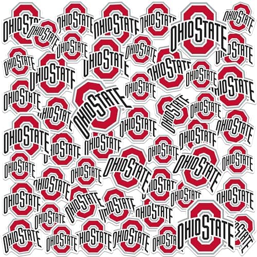 The Ohio State University Primary Logo 50ct Vinyl Large Deluxe Stickers Variety Pack - Laptop, Water Bottle, Scrapbooking, Tablet, Skateboard, Indoor/Outdoor