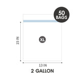 24/7 Bags | Double Zipper Storage Bags, 2 Gallon, 50 Count, Easy Open Tabs, Food Grade (2 Packs of 25)