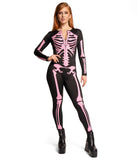 Tipsy Elves Form Fitting & Flattering Skeleton Bodysuits for Halloween - Women's Sexy Skeleton Costume - Women's Pink Skeleton Bodysuit Halloween Costume Size Small