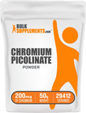 BulkSupplements.com Chromium Picolinate 200mcg - Chromium Picolinate Powder for Muscle & Mood Support, Chromium Supplements, Yeast Free, 200mcg of Chromium,1.7mg per Serving, 50g (1.8 oz)