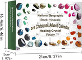 ROMINVIC Crystal Advent Calendar 2023,Christmas Countdown Calendar-24 Days Ore,Minerals, Gemstones&Crystal,Advent Calendar with 24 Gemstones to Open Each Day for Kids Adult (White-1)