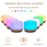 Aromatherapy Essential Oil Diffuser for Room: Air Humidifier Aroma Scent Cool Mist Diffuser Colorful Lights Wood Cute Small Large Waterless Auto Off Ultrasonic Diffusers for Home Bedroom (300ml)