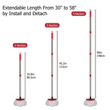 Qulable Spin Mop Replacement Handle - 4-Section 30" to 58" Mop Handle Replacement Stick Compatible with O-Ceda Spin Mop, EasyWring Mop Handle for Floor Cleaning(Mop Head&Base not Include) (2 Pack Red)