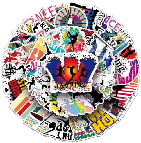50PCS Dance Stickers, Hip-Hop Stickers for Teenagers, Dancers, Vinyl Waterproof Sticker for Laptops, Books, Notebook, Water Bottle, Skateboards,Great Gift for Hip-hop Lovers
