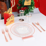 I00000 Rose Gold Plates 72 Pieces & Plastic Forks 72 Pieces, Small Cake Plates 7.5 inch, Premium Plastic Dessert Plates and Disposable Appetizer Plates Great for Party