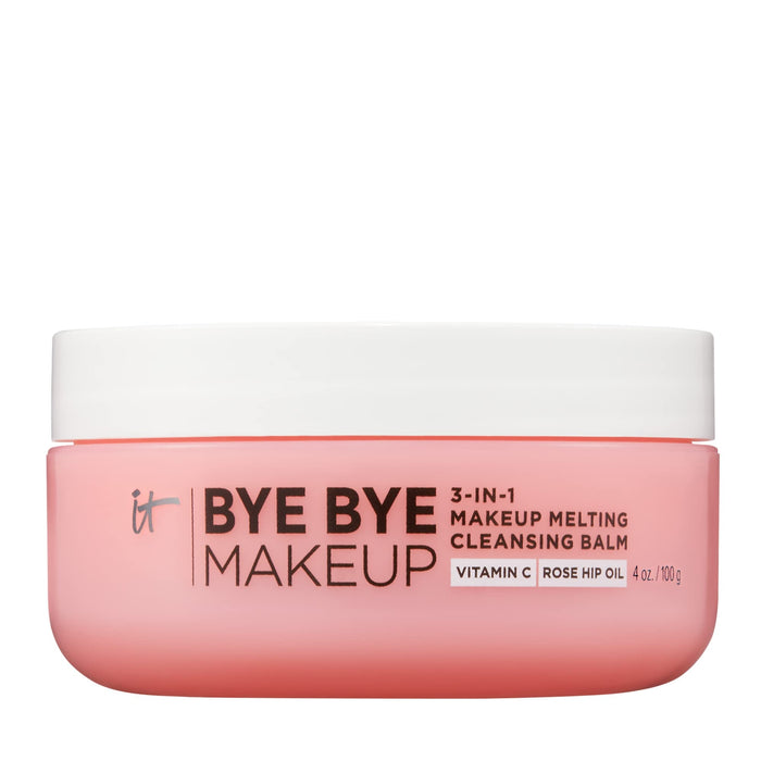 IT Cosmetics Bye Bye Makeup Cleansing Balm - 3-in-1 Makeup Remover, Facial Cleanser & Hydrating Facial Mask - With Vitamin C, Ceramides, Shea Butter & Rosehip Oil - 4 oz