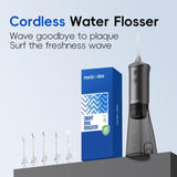 Water Dental Flosser Teeth Pick - medcodes Portable Cordless Oral Irrigator with USB Rechargeable Waterproof for Teeth, Gums, Braces Care and Home Travel (Black)