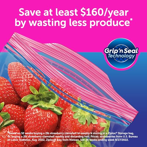 Ziploc Gallon Food Storage Bags, Grip 'n Seal Technology for Easier Grip, Open, and Close, 30 Count, Pack of 4 (120 Total Bags)