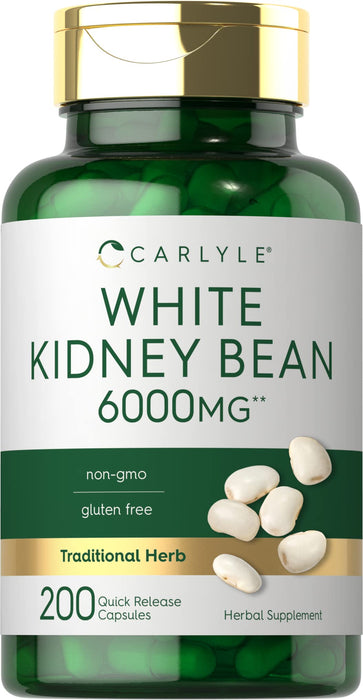 Carlyle White Kidney Bean Extract – 6000mg – 200 Capsules – Non-GMO, Gluten-Free Supplement