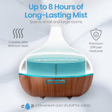 Ultimate Aromatherapy Diffuser | Modern Ultrasonic Diffuser with 4 Timer & 7 Ambient Light Settings Light Wood