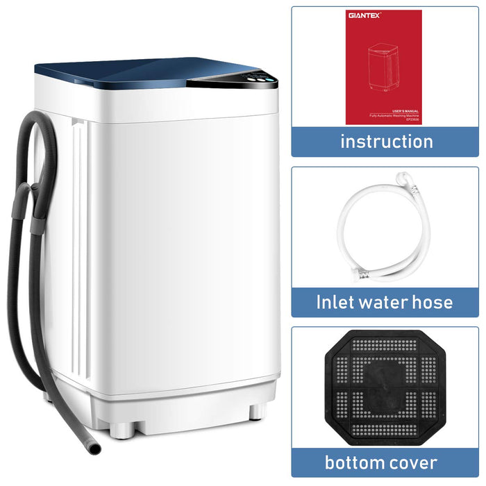 Waterjoy Portable Washing Machines, 7.7 lbs Load Capacity Portable Washer and Dryer Combo with Built-in Barrel Light & LED Display for Household and Apartment （Blue）