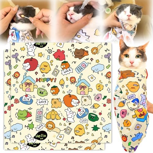 XANGNIER 2 Pcs Cat Wrap for Grooming,Cat Restraint Wrap for Cutting Nails,Fabric Burrito Wrap for Nail Clipping, Anti-Scratch, Anti-Escape,Multifunctional Swaddle Wrap Pet Tool (27.5 x 27.5 Inch)