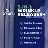 Downy Wrinkle Releaser Spray, Travel Size Spray + 16.9 Fl Oz Pack of 2, All In One Formula, Removes Wrinkles, Static and Odors, Light Fresh Scent