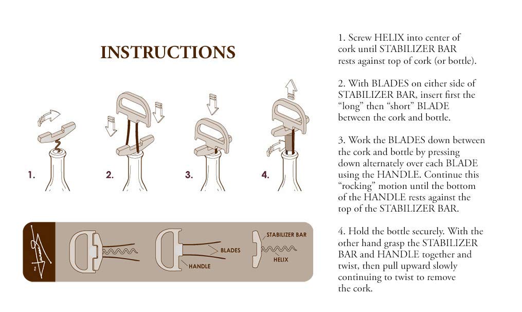 The Durand® two part device to successfully remove older and fragile wine corks whole and intact.