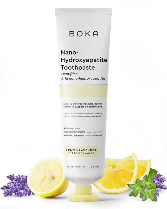 Boka Fluoride Free Toothpaste Nano Hydroxyapatite, Helps Remineralize, Appropriate for Sensitive Teeth, Whitening - for Adult, Kids Oral Care - Lemon Lavender Flavor, 4 Fl Oz 1Pk US Manufactured