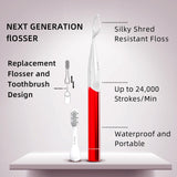 Dr. Emma Electric Vibration Flosser, Power Flosser for Adults, Gum Stimulator, Teeth Cleaner, Reusable Flossing Tool with Toothbrush, Water Flosser Alternative, Red