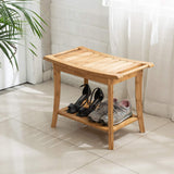 OasisSpace Bamboo Shower Bench, 24" Waterproof Shower Chair with Storage Shelf, Wood Spa Bath Organizer Seat Stool, Perfect for Indoor or Outdoor