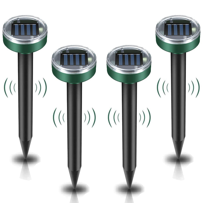 ELLASSAY Ultrasonic Mole Repellent Solar Powered 4 Pack Sonic Mole Deterrent Spikes,Snake Gopher Vole Repellent for Lawn Garden & Yard,Gopher Deterrent,Groundhog Repeller