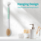 Back Scrubber Body Shower Brush: Anti Slip Long Handle Bath Brush with Stiff and Soft Bristles - Showering Exfoliator for Women, Men, Elderly (Mint Green)