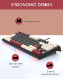 Compact 80% Mechanical Gaming Keyboard, Wired tkl Keyboard with Yellow Switches, Ergonomic Design Retro Style Gaming Keyboard with Rainbow Led Backlit for Windows PC Mac, Black White