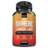 Turmeric & Ginger Capsules with Apple Cider Vinegar - Enhanced Immunity & Metabolism Support - 95% Curcuminoids, Bioperine for Superior Absorption - 60 Caps