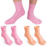 Noverlife 2 Pairs Moisturizing Silicone Socks, Reuseable Men's Pedicure Socks for Dry Cracked Rough Feet Skin, High Elastic & Anti Slip Moisturizer Spa Socks, Dry Heels Gel Socks - Pink & Tan