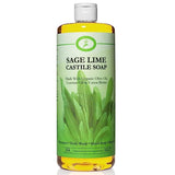 Carolina Sage Lime Castile Soap Liquid – Skin-Softening Olive Oil Soap Organic Body Wash – Pure Castile Soap Sage Lime Liquid Soap – Vegan Castile Soap Liquid (Sage Lime, 32 ounces)