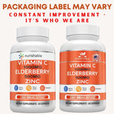 Elderberry with Zinc and Vitamin C For Adults - Vitamin C 1000mg Capsules with Zinc 50mg & Elderberry for Immune Support & Antioxidant Protection - Easy To Swallow, Non-GMO - 60 Veggie Capsules