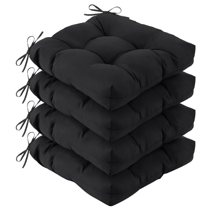 IASEAHK Outdoor Chair Cushions Set of 4, 19" x 19" x 5", Waterproof Outdoor Seat Cushions for Patio Furniture, Fade-Resistant Patio Chair Cushion, Dining Wicker Chair Pads for Porch Garden, Black