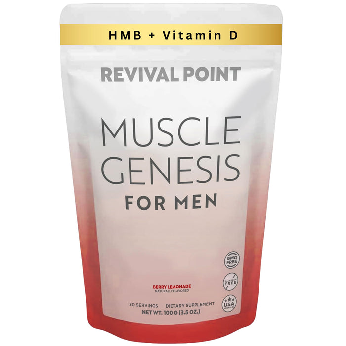 Muscle Genesis HMB and Vitamin D3 Supplement with Clinically Studied myHMB, Calcium and VIT C – 5000mg Per Serving – Promotes Muscle Recovery, Lean Muscle Mass, and Healthy Aging in Men