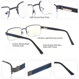 Missfive Men Premium Multifocus Reading Glasses Blue Light Blocking, Progressive Metal Frame With No Broken Spring Hinge Eyewear(Workspace For Near Range 2.50x)