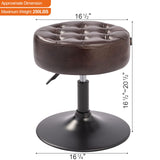 Furniliving Mid-Century Tufted Adjustable Swivel Makeup Ottoman Stool; Modern Big Size Round Vanity Stool Chair for Bedroom Living Room (BlackBrown)