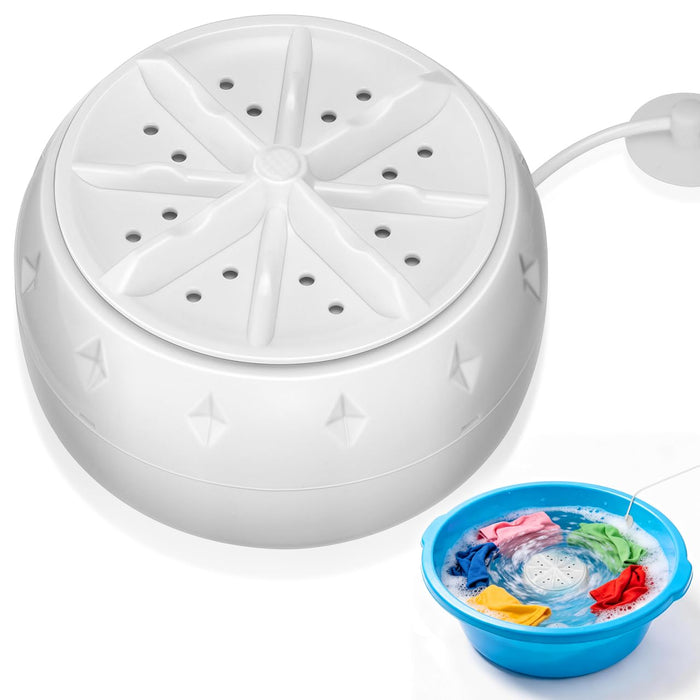 ULTECHNOVO Portable Turbine Washing Machine with Ultrasonic Cleaning, Mini Fully Automatic Washer for Underwear, Socks & Baby Clothes, USB Powered Travel Laundry Washer for RV, Apartment & Dorm