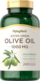 Olive Oil Softgels 1000mg | 240 Count | Extra Virgin Olive Oil | Cold Pressed Supplement | Gluten Free, Non-GMO | by Piping Rock