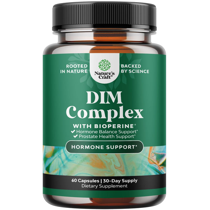 Pure DIM Supplement for Men with Bioperine - DIM Estrogen Blocker for Men for Hormone Balance & Prostate Health - Diindolylmethane Testosterone Complex with Broccoli Florets - 60 Capsules
