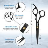 Sirabe 10 PCS Hair Cutting Scissors Set, Professional Haircut Scissors Kit with Cutting Scissors,Thinning Scissors, Comb,Cape, Clips, Black Hairdressing Shears Set for Barber, Salon, Home