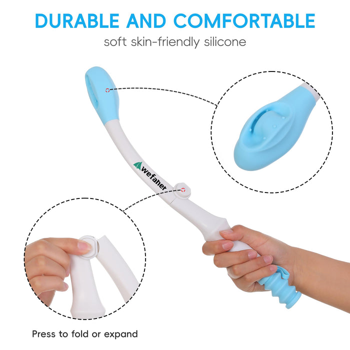 Wefaner Foldable Toilet Aid, 15.6“ Long Comfort Wipe Wand Bottom Buddy Toilet Self Tissue Aids for Toileting, Self Help Wipe Butt for Fat People Limited Mobility,Elderly, Pregnancy