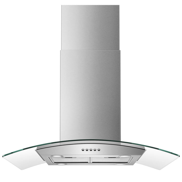 Tieasy 36 inch Island Range Hood 700 CFM Ceiling Mount Hood Stainless Steel Stove Vent Hood with Tempered Glass, Push Button Controls, Mesh Filters