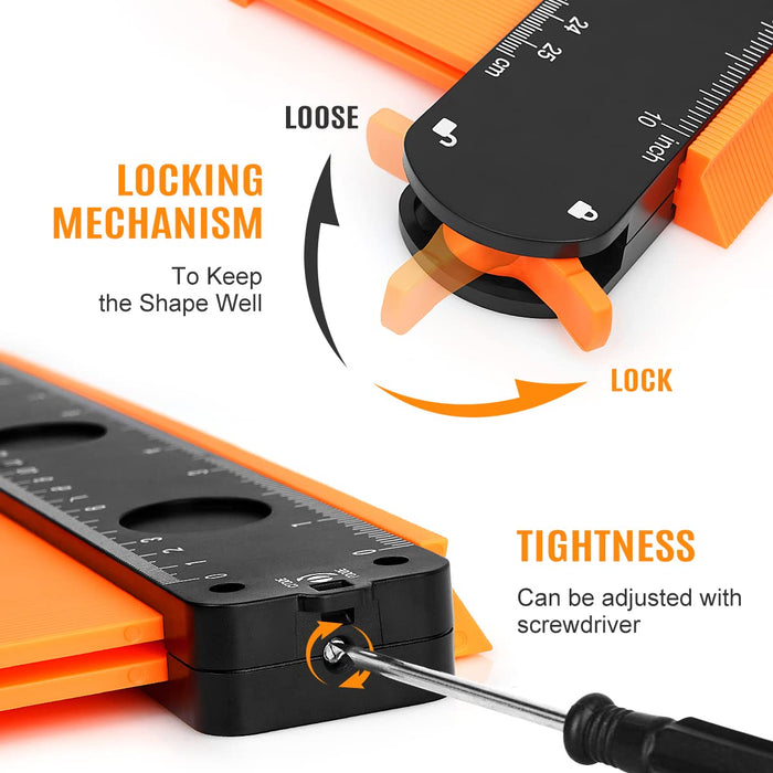 dodowin Contour Gauge with Lock, Christmas Gifts for Men Birthday Dad Husband Him, Super Gauge Shape Outline Tool for Woodworking, Flooring Measure Tools for Tile Laying, Anniversary/Boyfriend Gifts