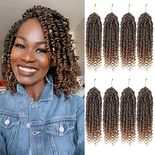 Pre-twisted Passion Twist Crochet Hair 10 Inch 8 Packs Crochet Passion Twists Hair, Pre Looped Short Passion Twist Hair Ombre Crochet Braids Bohemian Crochet Hair T30