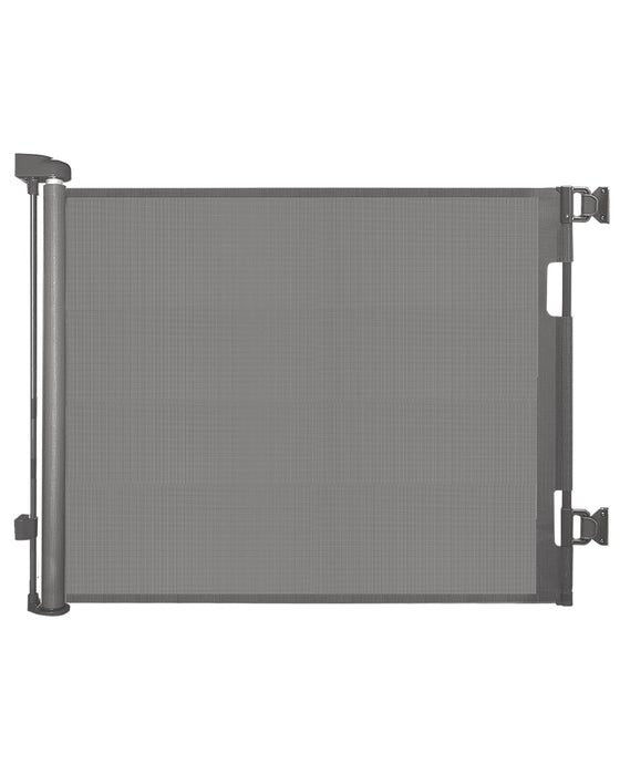 Retractable Baby Gate for Stairs – 33” Height, Expands up to 55” Width – Safety Gate for Infants, Toddlers, Dogs & Pets – Easy Install, Secure Closure, Gray Mesh Design for Indoor & Outdoor Use