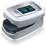 Beurer PO30 Fingertip Pulse Oximeter with 4 Color Display Formats, Lanyard, Protective Storage Bag, and Batteries – Blood Oxygen Saturation Monitor with Heart Rate, Oxygen Meter Finger Pulse Oximeter