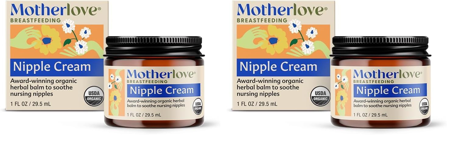 Motherlove Nipple Cream (1 oz) Organic Lanolin-Free Nipple Cream for Breastfeeding—Benefits Nursing & Pumping Moms (Pack of 2)