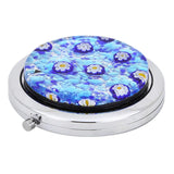 GlassOfVenice Murano Glass Millefiori Folding Compact Mirror - Aqua Blue