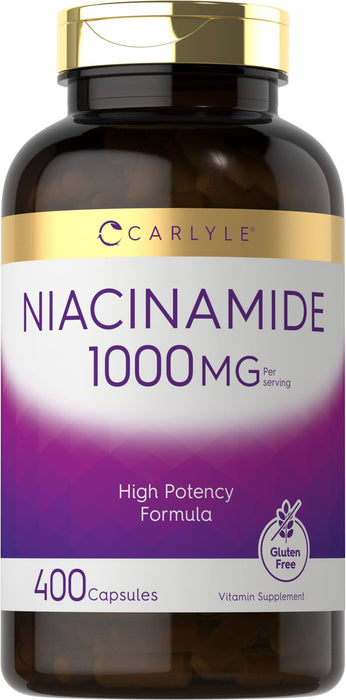 Carlyle Niacinamide 1000 mg | 400 Capsules | High Potency Formula | Non-GMO, Gluten Free Supplement