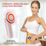 Byindorn Body Massager Machine - Cordless Handheld Massager for Belly, Waist, Arms, Legs, Butt - 3 Modes and 10 Adjustable Intensity (Light-Pink)