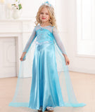 Luzlen Snow Princess Costume for Toddler Girls Kids Blue Princess Dress Up with Wig Halloween Birthday Cosplay Outfits, 4-5T(Tag 120)