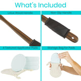 Vive Lotion Applicator for Back, Feet (17.5") - Self Washer Beauty Shower Sponge, Long Handle Cream Wand for Elderly, Women - Apply Medicine, Skin Cream, Body Wash, Sunscreen, Tanner