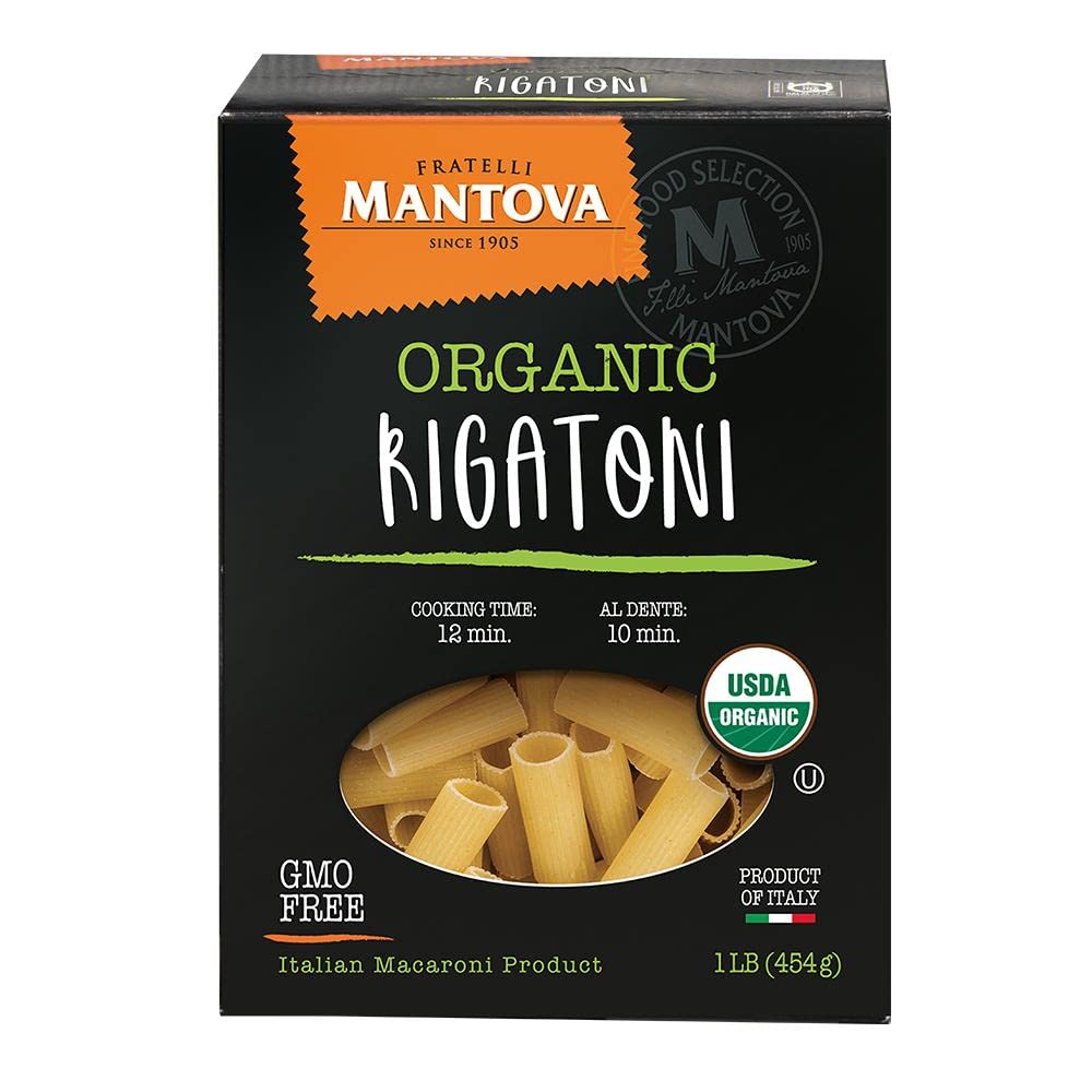 Mantova Italian Organic Rigatoni Pasta - 100% Durum Semolina Organic R